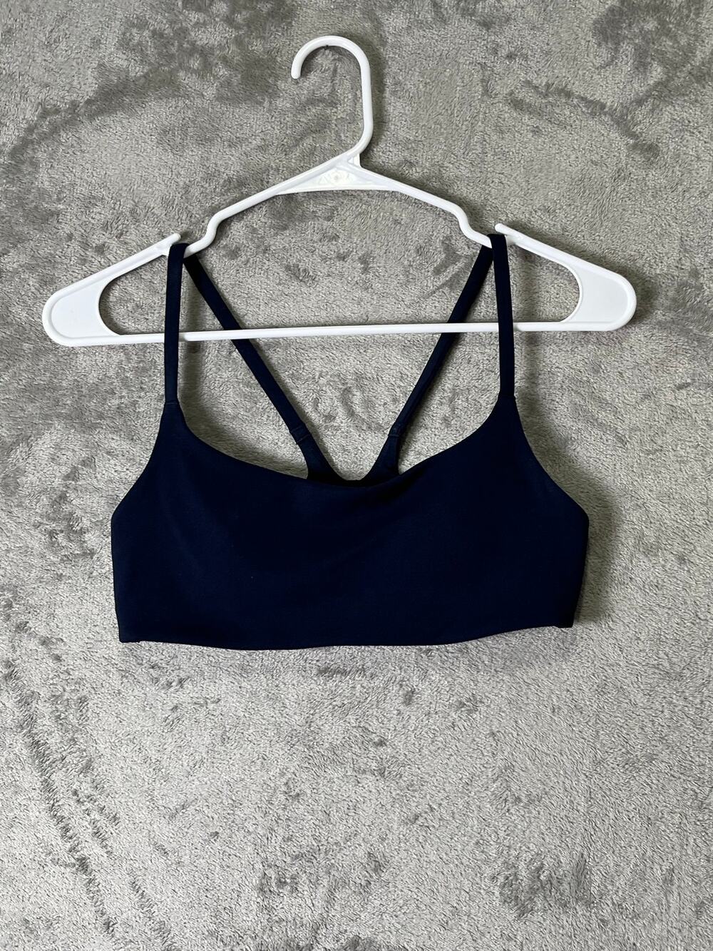 Lululemon Wunder Train Strappy Racer Bra Light Support Navy Blue Size 6